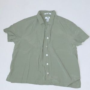 Silks by Bill Blass Jeanswear Sage Button Down Silk Blouse - Size L